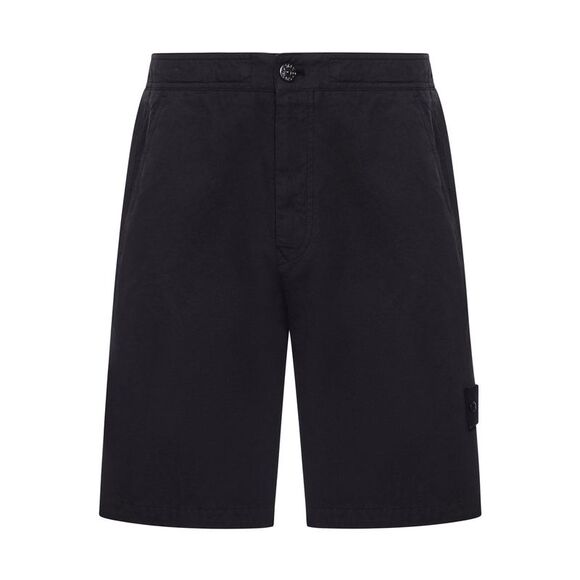 Stone Island Men Cotton Bermuda Shorts With Iconic Badge Applied
